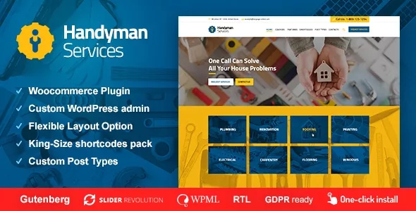 杂工服务 - 建筑和装修 WordPress 主题 v1.2.7
