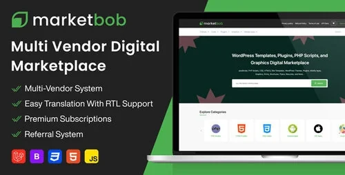 仿Codecanyon.net虚拟商城源码Marketbob - 多供应商数字市场