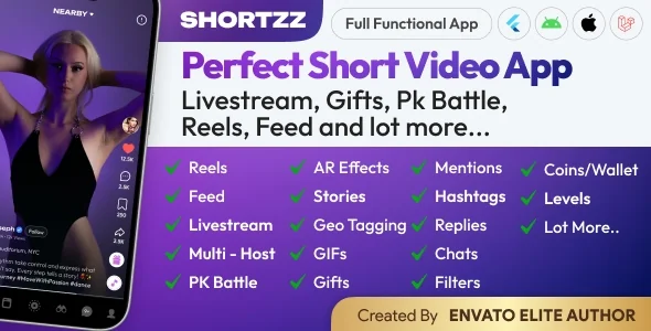 Shortzz - Tiktok Clone - 短视频应用直播应用Flutter 模板