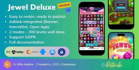 Jewel Deluxe v1.5 - Unity 完整项目(Android + iOS + AdMob)