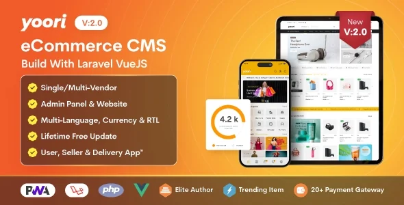 YOORI 电子商务 v2.0 - 单一和多供应商 PWA 市场 CMS