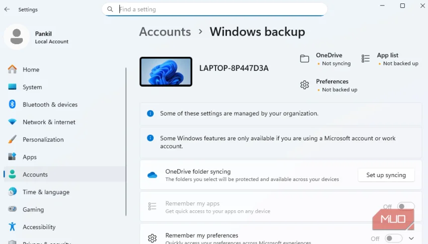 I tried using my Windows PC with a local account but it didn’t last very long