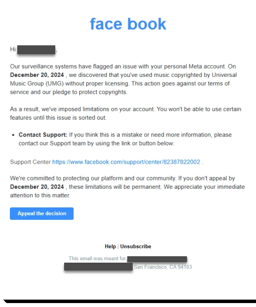 This New Scam Sends Scary Facebook Emails to Phish Your Details