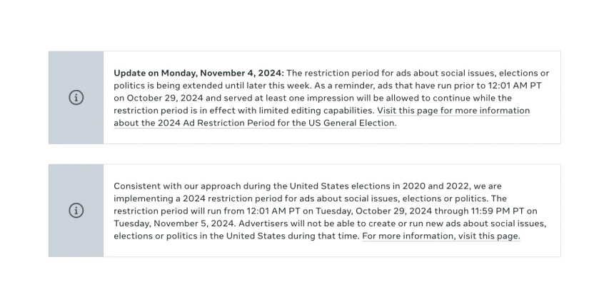 You Won't Get Political Ads on Facebook for the Rest of the Week