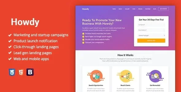 Howdy v1.1.3 - Multipurpose High-Converting Landing Page WordPress Theme
