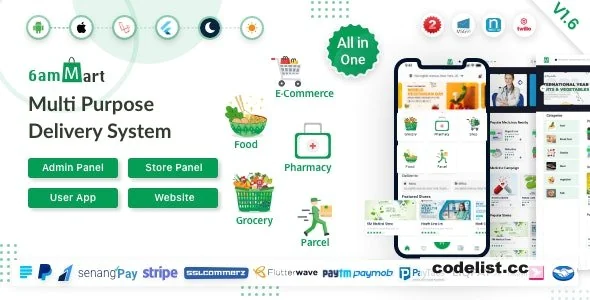 6amMart v1.6 - Multivendor Food, Grocery, eCommerce, Parcel, Pharmacy delivery app with Admin &amp; Website - nulled