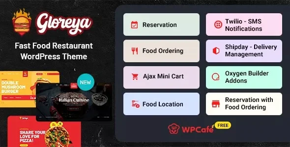 Gloreya - Food Ordering & Delivery Restaurant WordPress Theme v2.0.8