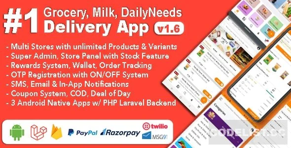 Grocery and Vegetable Delivery Android App with Admin Panel v1.6.4 - Multi-Store with 3 Apps - nulled