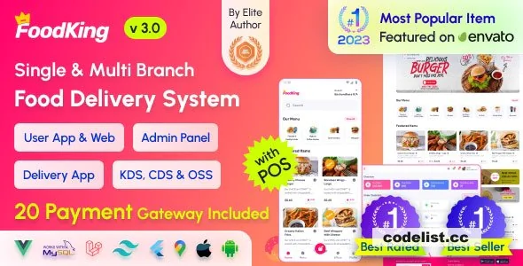FoodKing v3.0 - Restaurant Food Delivery System with Admin Panel & Delivery Man App - Restaurant POS - nulled